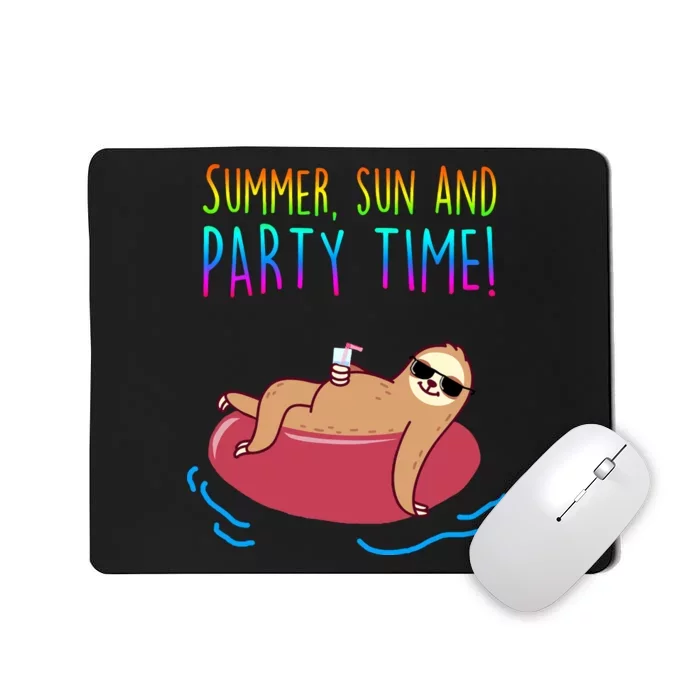 Summer Sun And Party Time Sloth Loungin Mousepad