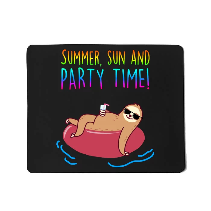 Summer Sun And Party Time Sloth Loungin Mousepad