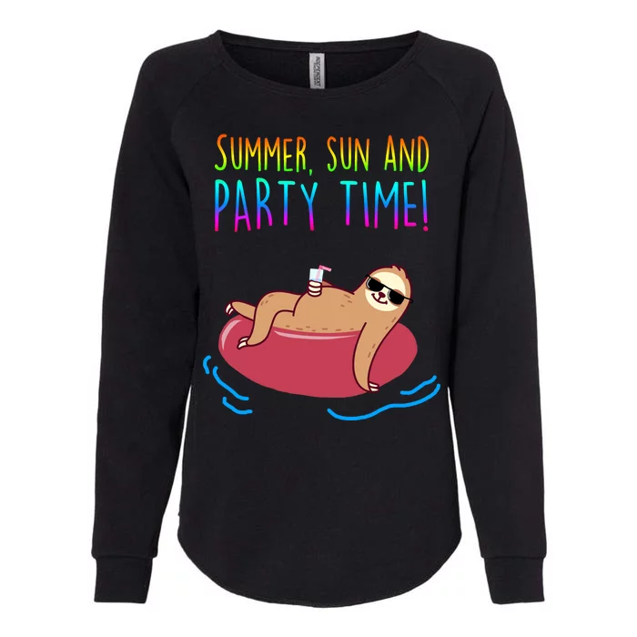 Summer Sun And Party Time Sloth Loungin Womens California Wash Sweatshirt