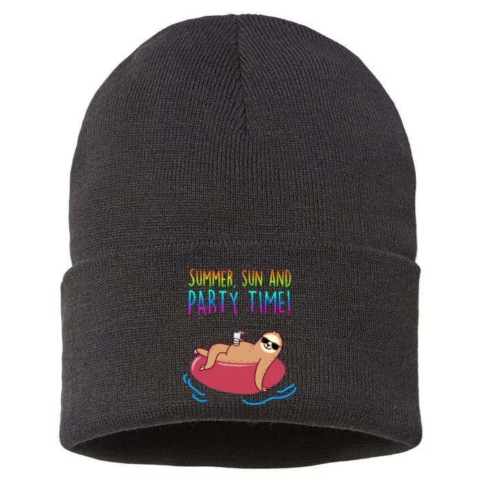 Summer Sun And Party Time Sloth Loungin Sustainable Knit Beanie