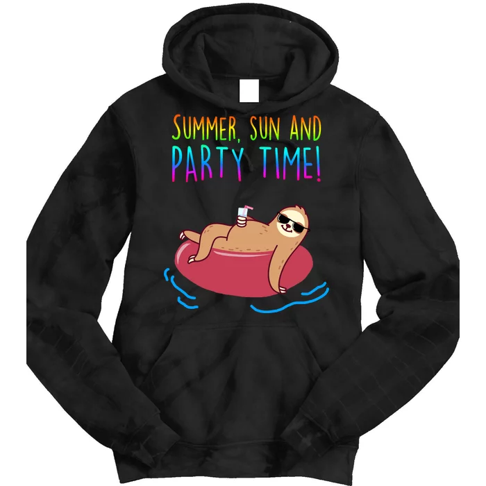 Summer Sun And Party Time Sloth Loungin Tie Dye Hoodie