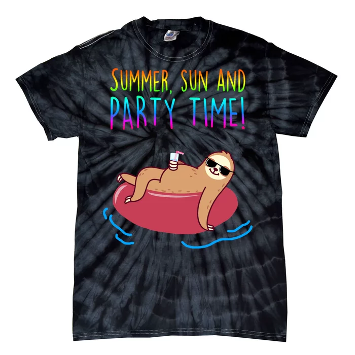 Summer Sun And Party Time Sloth Loungin Tie-Dye T-Shirt