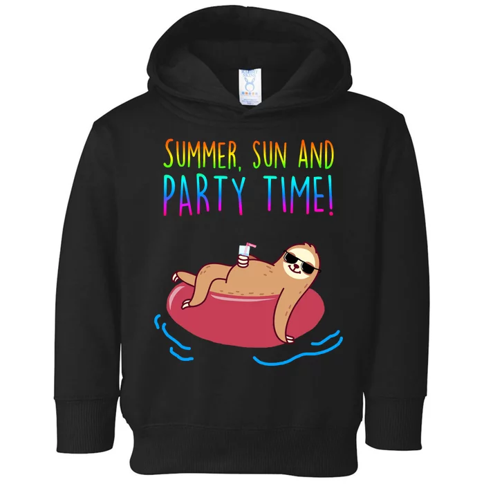 Summer Sun And Party Time Sloth Loungin Toddler Hoodie