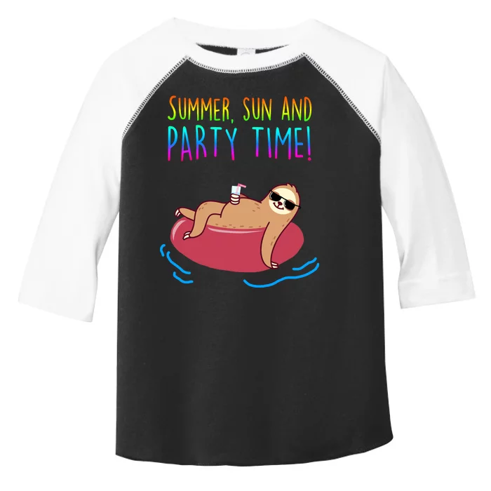 Summer Sun And Party Time Sloth Loungin Toddler Fine Jersey T-Shirt