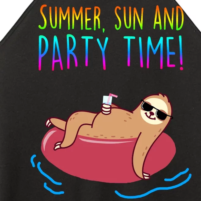 Summer Sun And Party Time Sloth Loungin Women’s Perfect Tri Rocker Tank