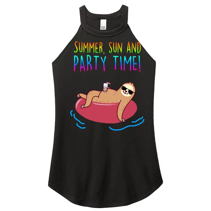 Summer Sun And Party Time Sloth Loungin Women’s Perfect Tri Rocker Tank