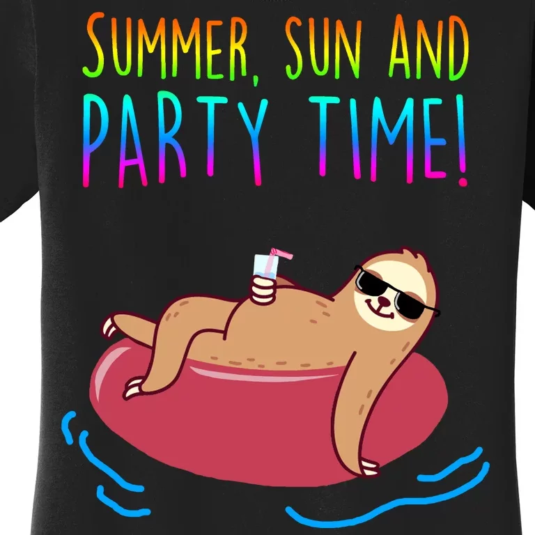 Summer Sun And Party Time Sloth Loungin Women's T-Shirt