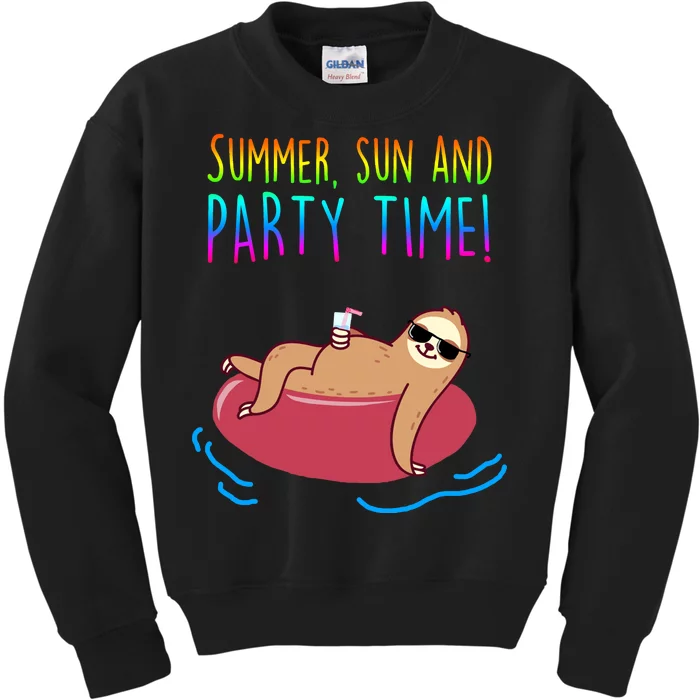 Summer Sun And Party Time Sloth Loungin Kids Sweatshirt