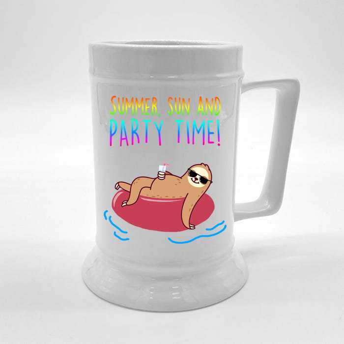 Summer Sun And Party Time Sloth Loungin Front & Back Beer Stein