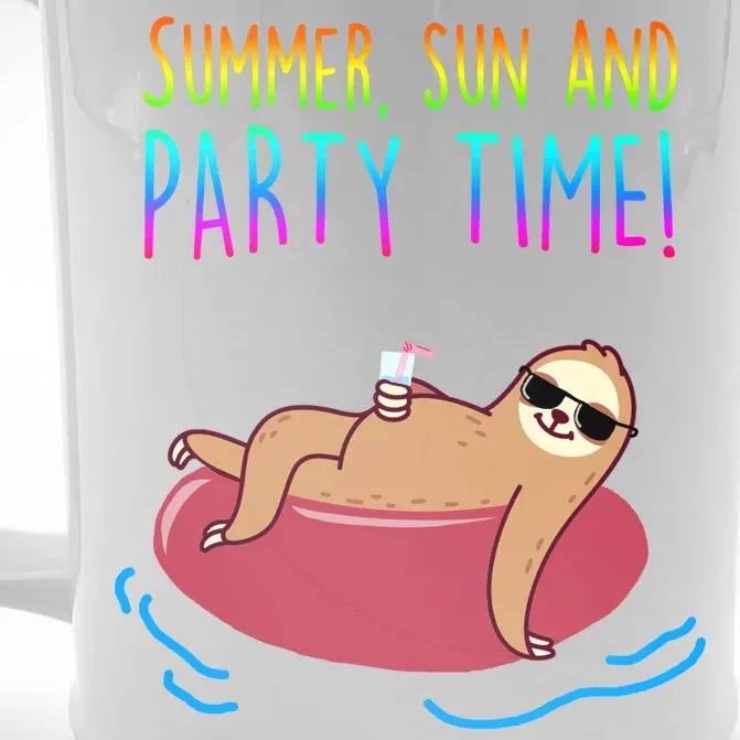 Summer Sun And Party Time Sloth Loungin Front & Back Beer Stein