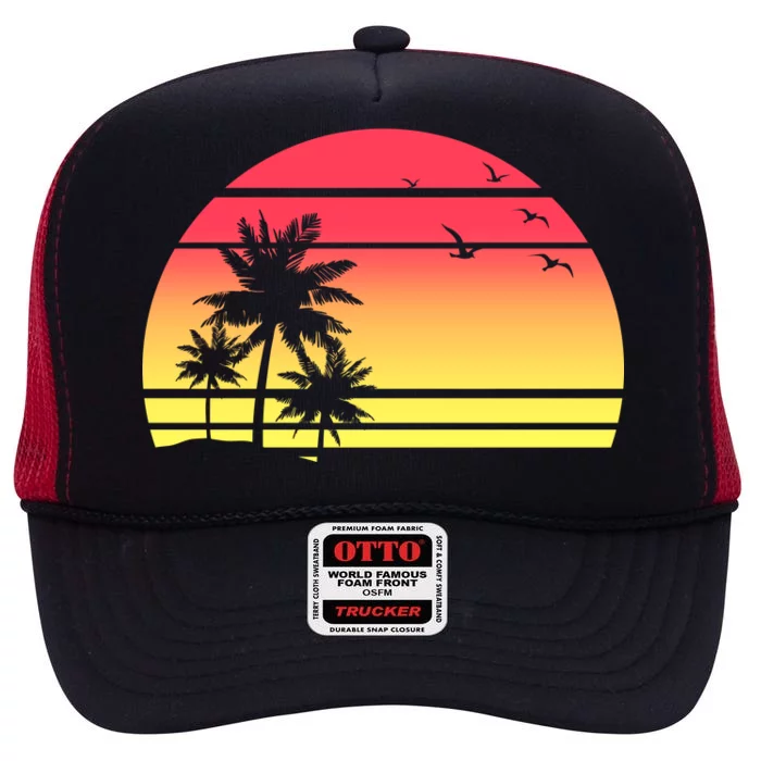 Summer Sunset High Crown Mesh Trucker Hat