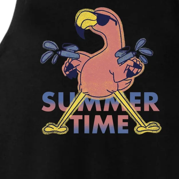 Summer Time Flamingo Ladies Tri-Blend Wicking Tank