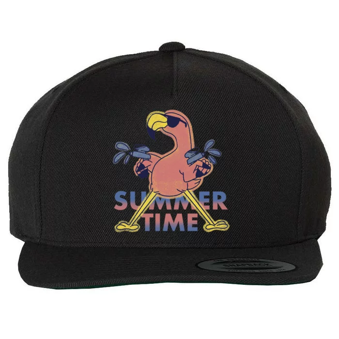 Summer Time Flamingo Wool Snapback Cap