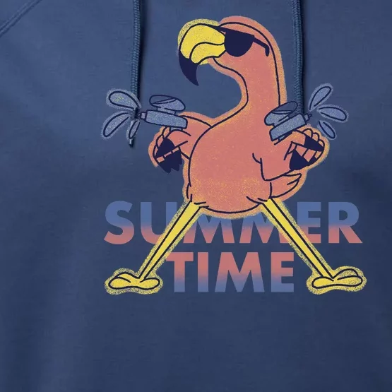 Summer Time Flamingo Performance Fleece Hoodie