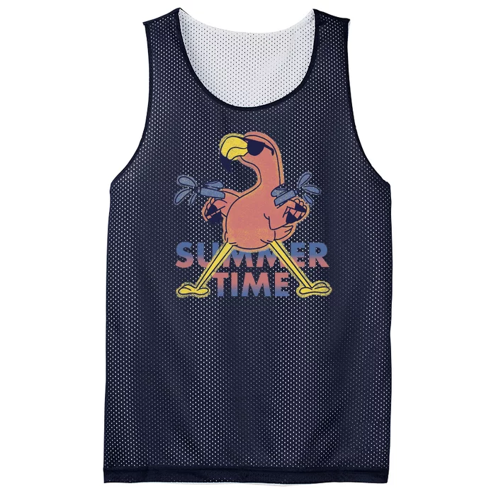 Summer Time Flamingo Mesh Reversible Basketball Jersey Tank