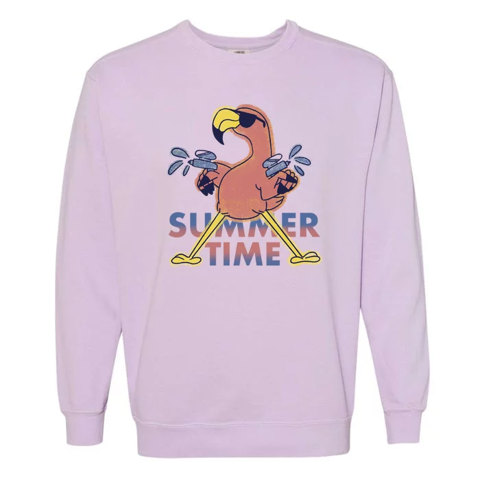 Summer Time Flamingo Garment-Dyed Sweatshirt