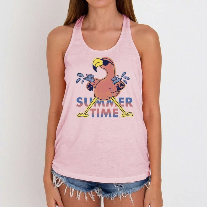 Summer Time Flamingo Women's Knotted Racerback Tank