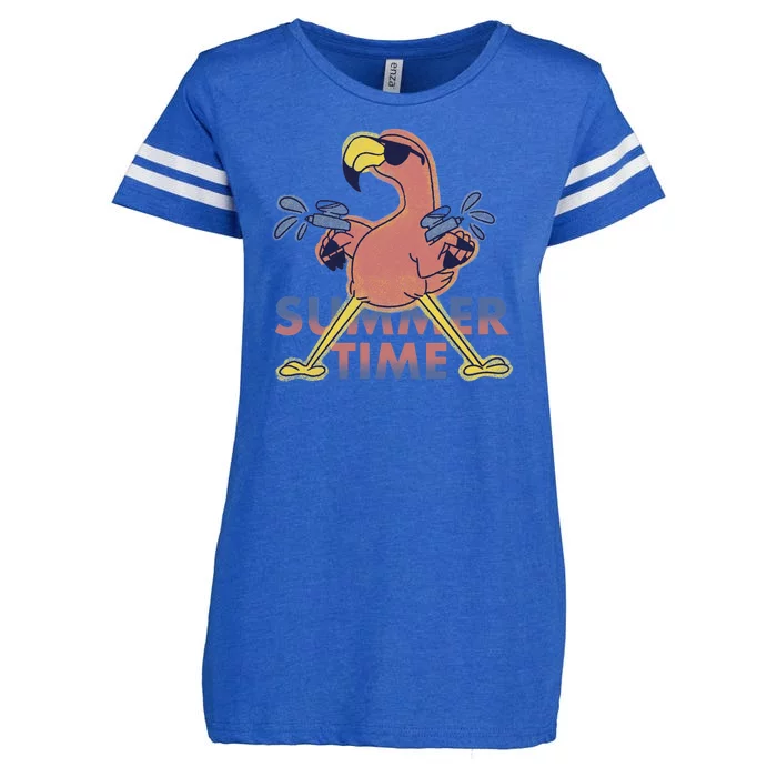 Summer Time Flamingo Enza Ladies Jersey Football T-Shirt