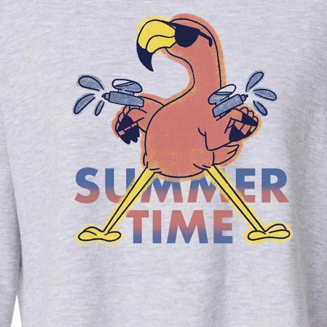 Summer Time Flamingo Cropped Pullover Crew