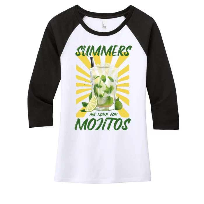 Summers Are Made For Mojitos Women's Tri-Blend 3/4-Sleeve Raglan Shirt