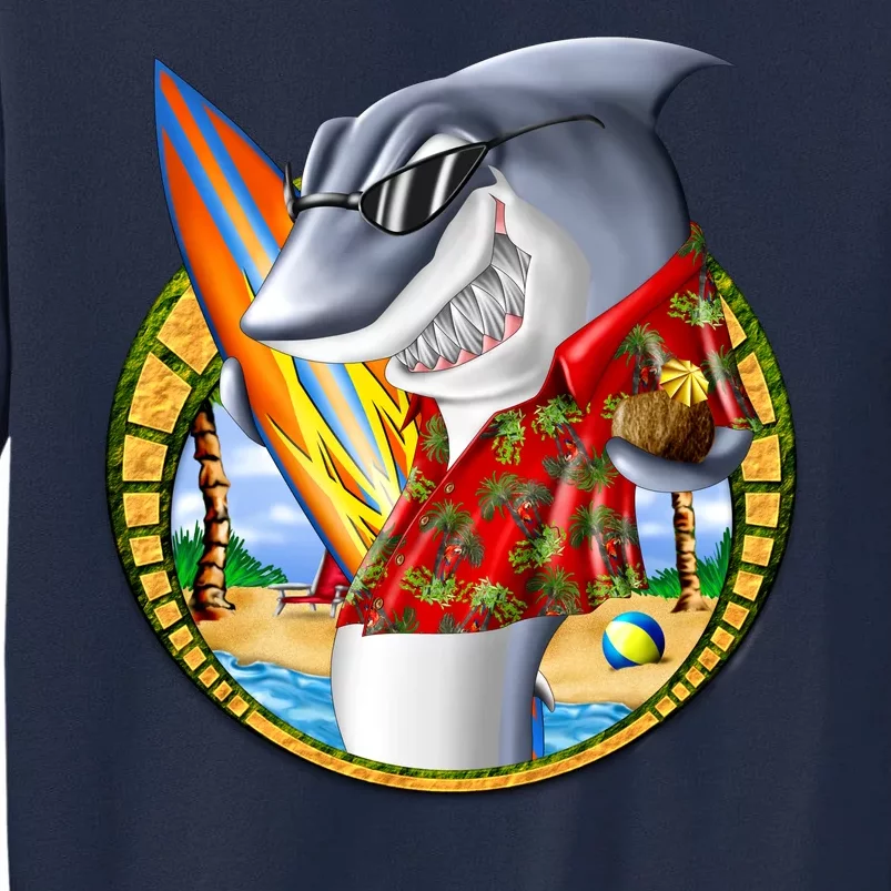 Summertime Beach Shark Surfing Tall Sweatshirt