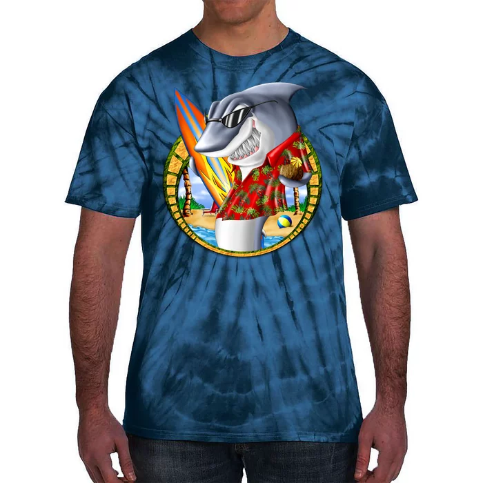 Summertime Beach Shark Surfing Tie-Dye T-Shirt