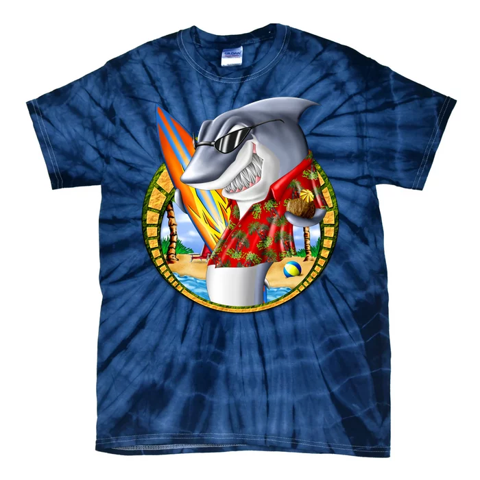 Summertime Beach Shark Surfing Tie-Dye T-Shirt