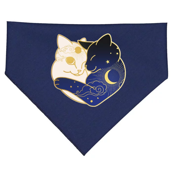 Sun and Moon Yin and Yang Cats USA-Made Doggie Bandana