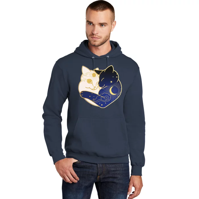 Sun and Moon Yin and Yang Cats Hoodie