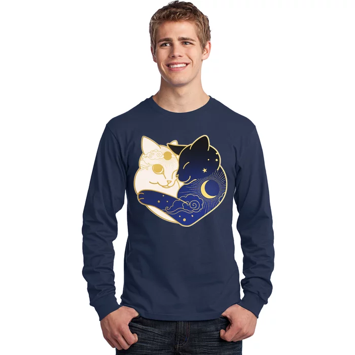 Sun and Moon Yin and Yang Cats Long Sleeve Shirt