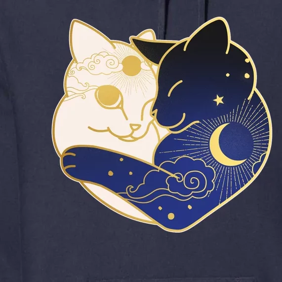 Sun and Moon Yin and Yang Cats Premium Hoodie