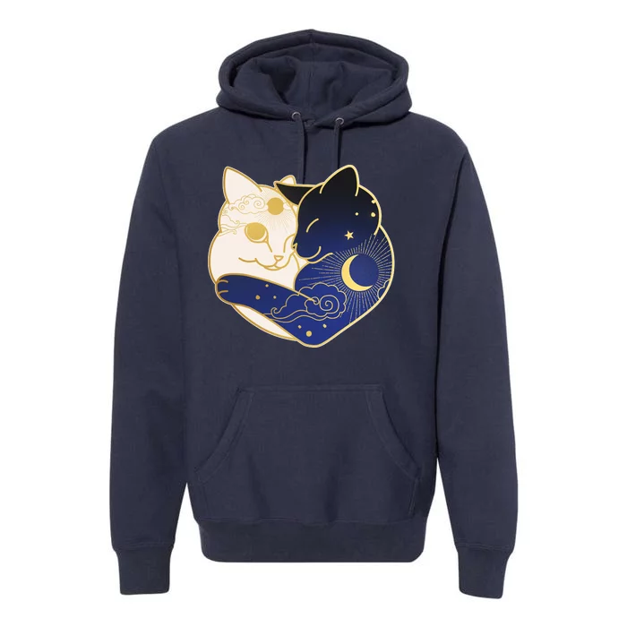 Sun and Moon Yin and Yang Cats Premium Hoodie