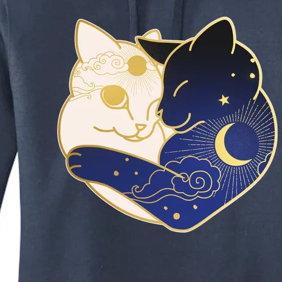 Sun and Moon Yin and Yang Cats Women's Pullover Hoodie