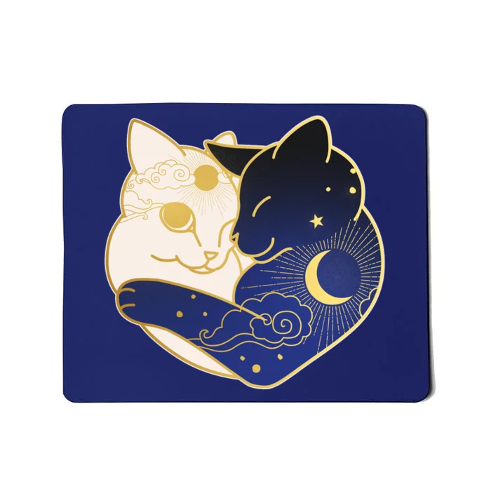 Sun and Moon Yin and Yang Cats Mousepad