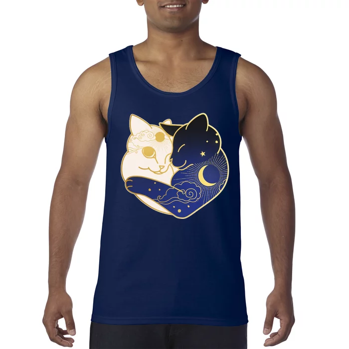 Sun and Moon Yin and Yang Cats Tank Top