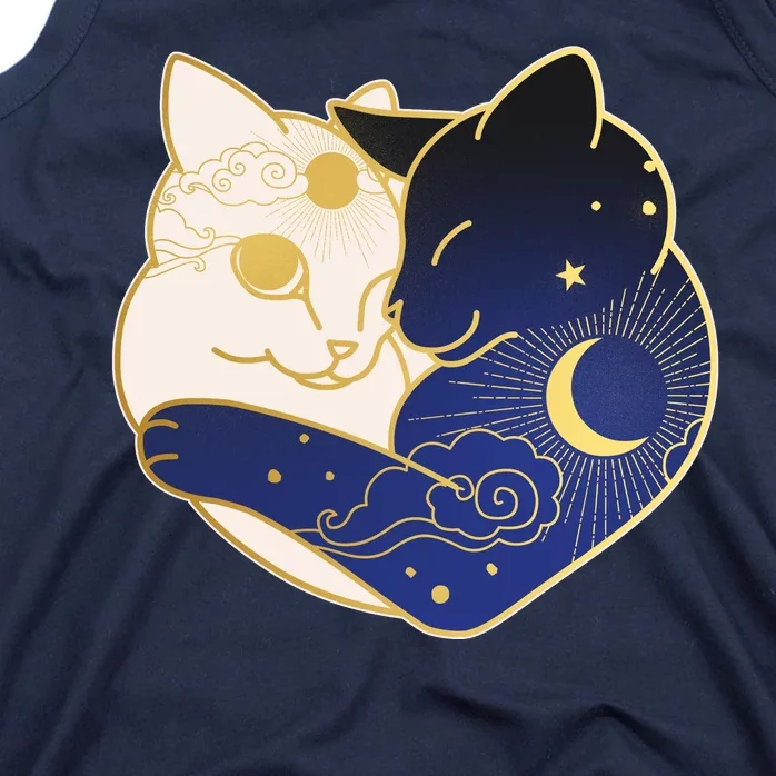 Sun and Moon Yin and Yang Cats Tank Top