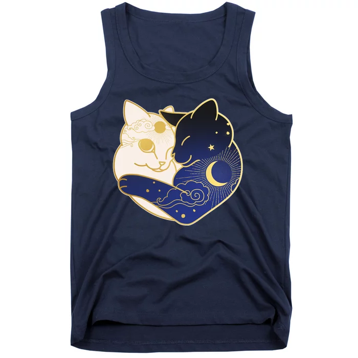 Sun and Moon Yin and Yang Cats Tank Top