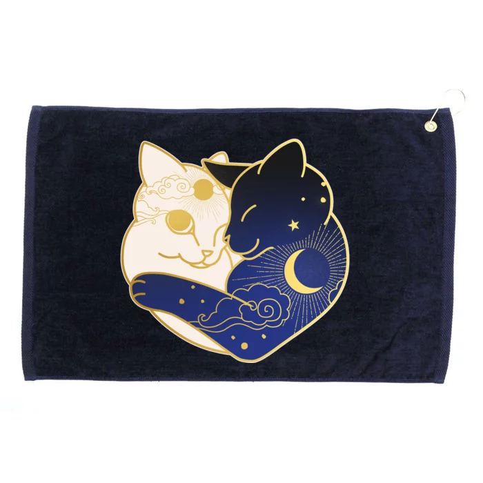 Sun and Moon Yin and Yang Cats Grommeted Golf Towel