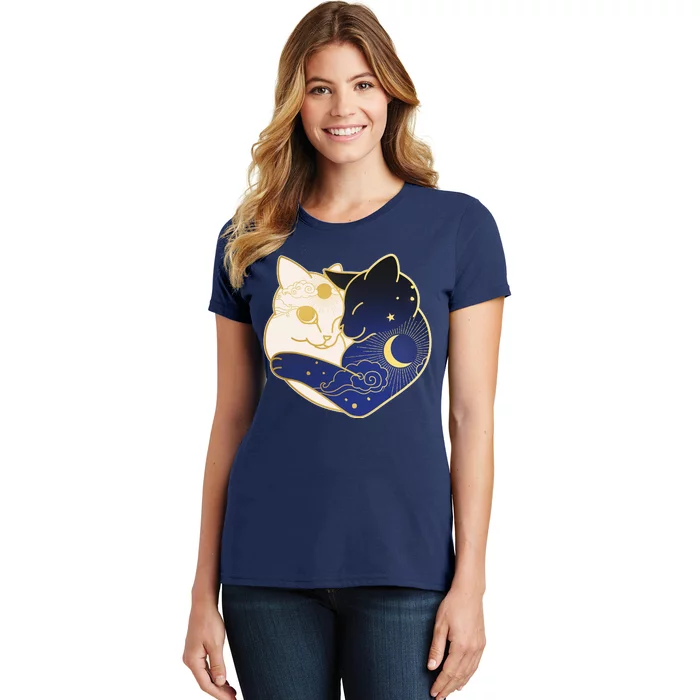 Sun and Moon Yin and Yang Cats Women's T-Shirt