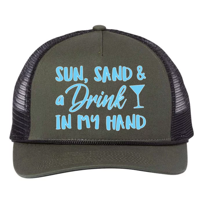 Sun Sand & A Drink In My Hand Retro Rope Trucker Hat Cap