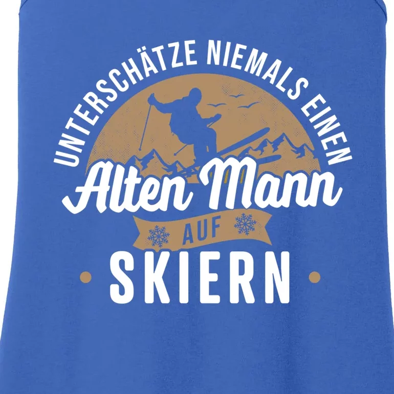 Skiing Underestimates Never An Old On Skis Great Gift Ladies Essential Tank