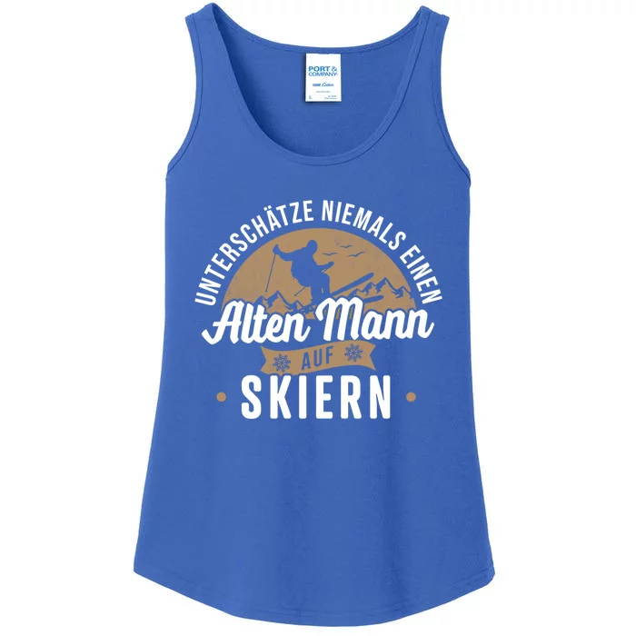 Skiing Underestimates Never An Old On Skis Great Gift Ladies Essential Tank