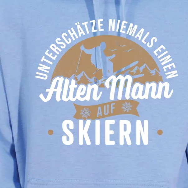 Skiing Underestimates Never An Old On Skis Great Gift Unisex Surf Hoodie