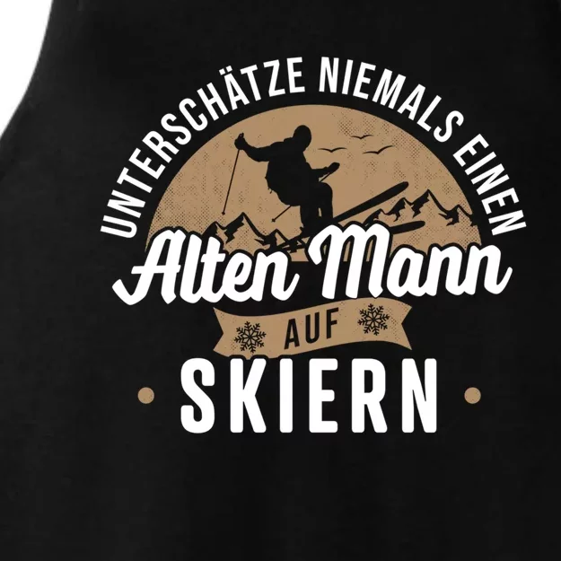 Skiing Underestimates Never An Old On Skis Cool Gift Ladies Tri-Blend Wicking Tank