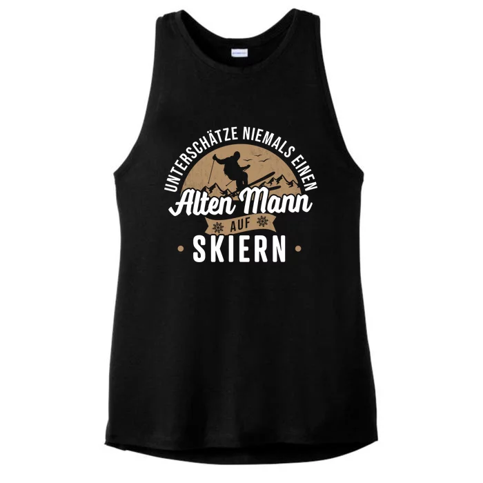 Skiing Underestimates Never An Old On Skis Cool Gift Ladies Tri-Blend Wicking Tank