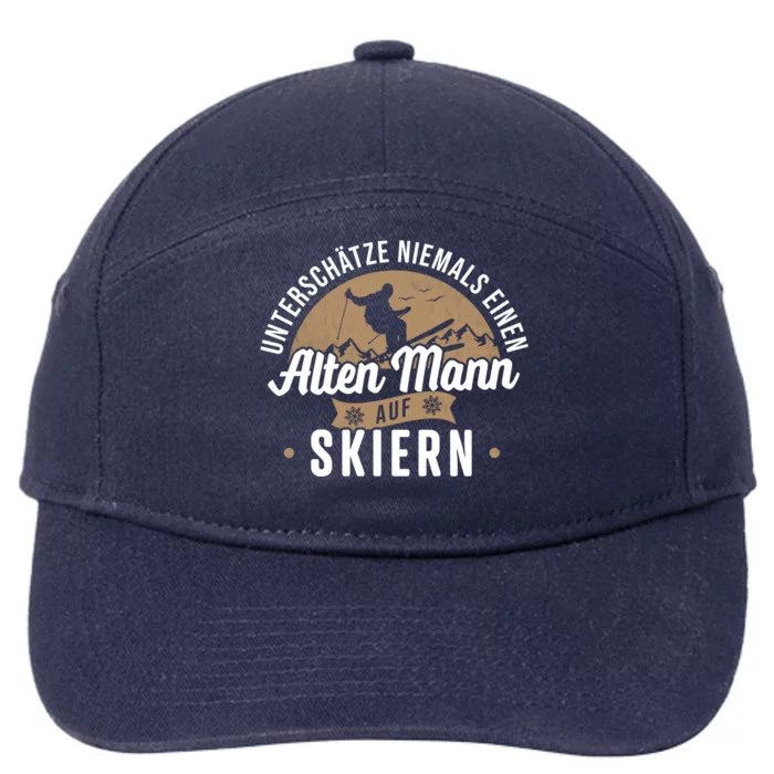 Skiing Underestimates Never An Old On Skis Cool Gift 7-Panel Snapback Hat