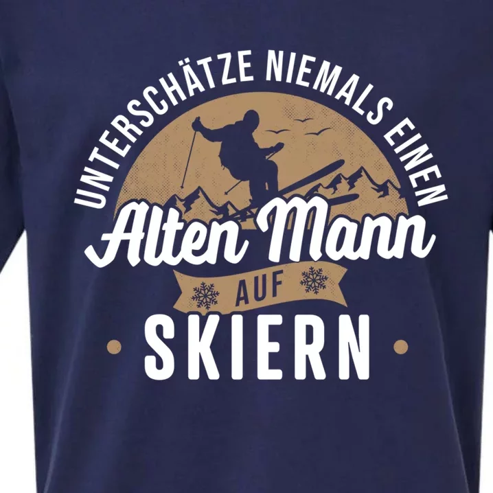 Skiing Underestimates Never An Old On Skis Cool Gift Sueded Cloud Jersey T-Shirt