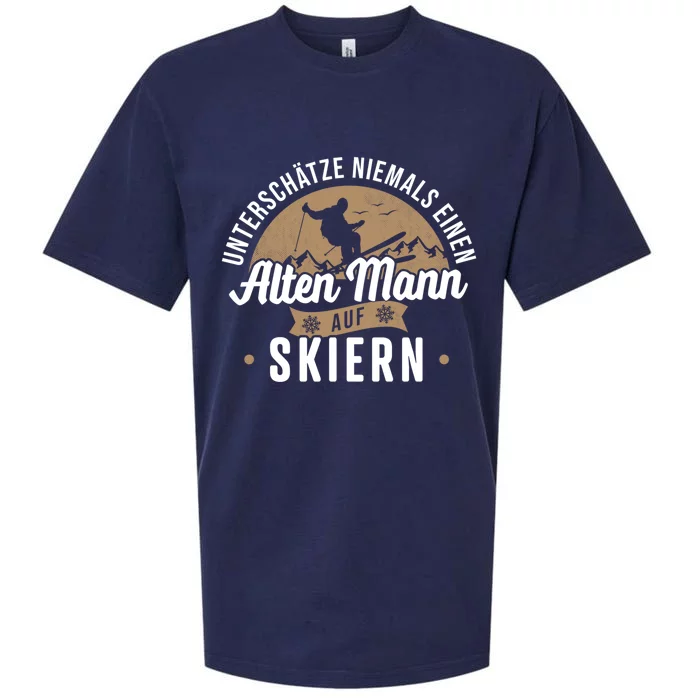 Skiing Underestimates Never An Old On Skis Cool Gift Sueded Cloud Jersey T-Shirt