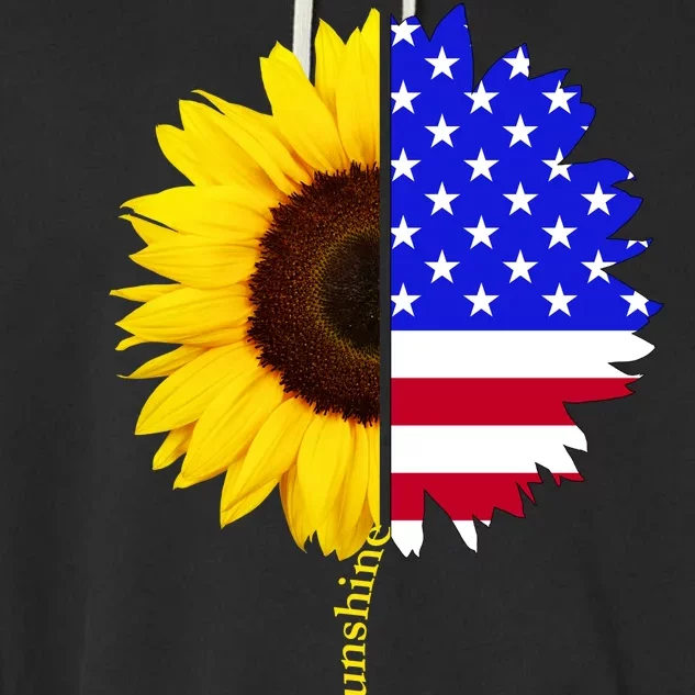 Sunflower American Flag You Are My Sunshine Garment-Dyed Fleece Hoodie