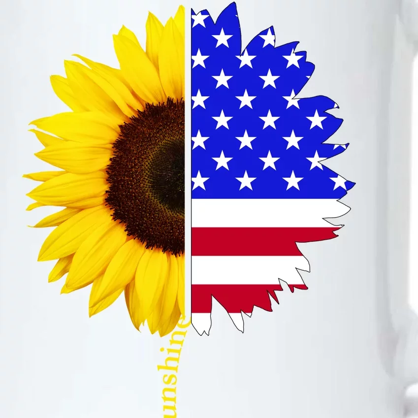 Sunflower American Flag You Are My Sunshine Black Color Changing Mug